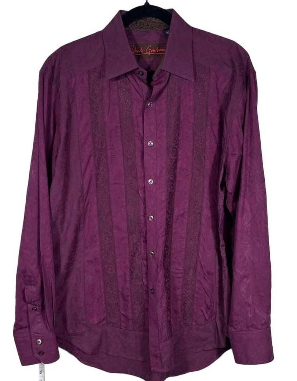 Robert Graham Long Sleeve Button Down Shirt Size L Purple Jacquard Paisley